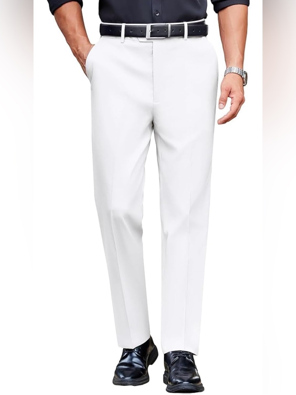 COOFANDY Men’s White Dress Pants Flat Front 36x31 Straight Leg NWT